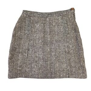 Vintage Queens Way to Fashion Brown Herringbone Mini Skirt A-Line Tweed 29 Waist